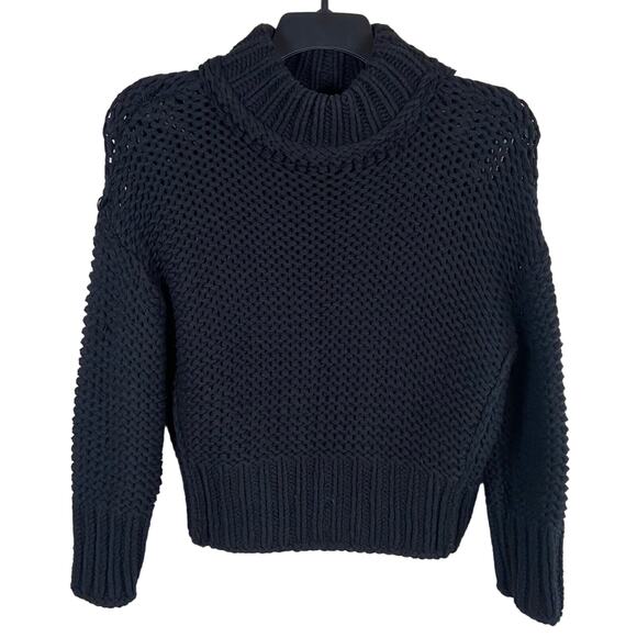 Free People Dolman Sweater Women's X-Small Black Chunky Mock Neck Comfy Cozy - Picture 1 of 14